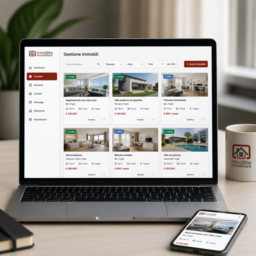 esempio di sito immobiliare professionale facile da gestire per agenti immobiliari